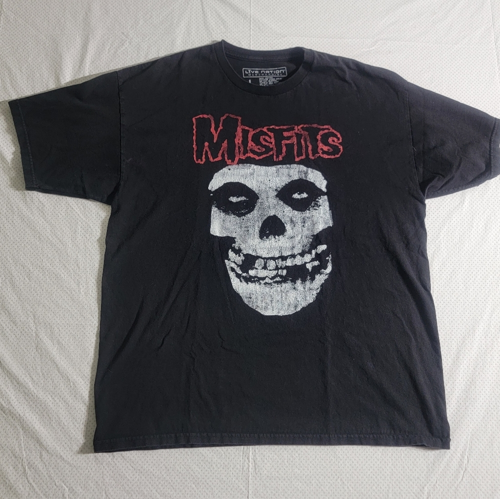 MISFITS Skull Logo Burnout Style T-Shirt LIVE NATION Unisex Size Large Black